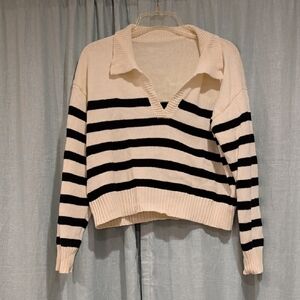 Cider Black and Cream V-Neck Sweater